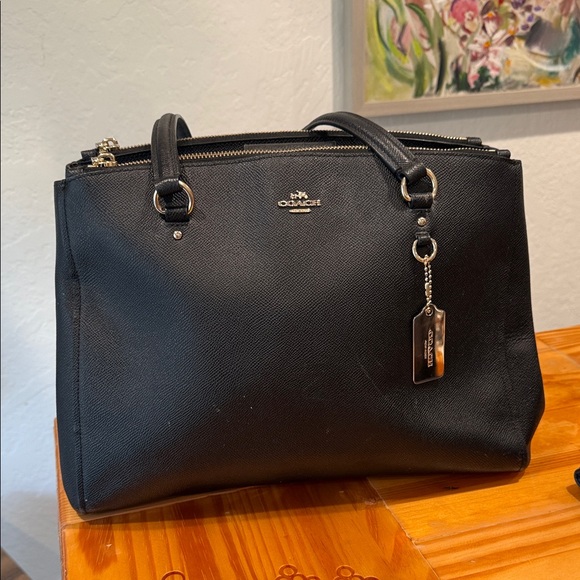 Coach Handbags - Coach Christie Crossgrain Black Leather Shoulder Tote Bag 14 3/4 by 10 in tall
